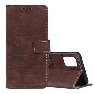 For Galaxy S20 Magnetic Crocodile Texture Horizontal Flip Leather Case with Holder & Card Slots & Wallet(Brown)