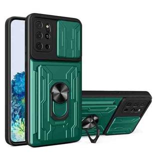 For Samsung Galaxy S20+ Camera Cover Phone Case with Card Slot & Holder(Green)
