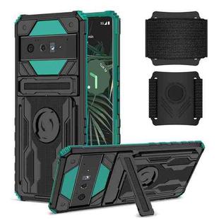 For Google Pixel 6 Pro Armor Wristband Phone Case(Deep Green)