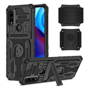 For Motorola G Pure Armor Wristband Phone Case(Black)