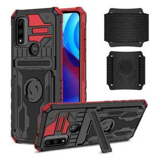 For Motorola G Pure Armor Wristband Phone Case(Red)