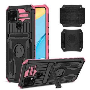 For OPPO A15 Armor Wristband Phone Case(Pink)