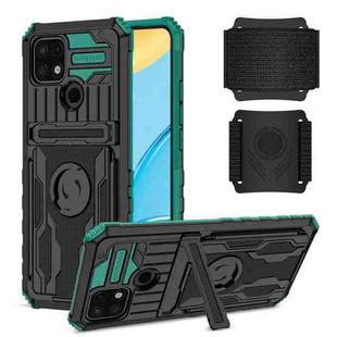 For OPPO A15 Armor Wristband Phone Case(Dark Green)