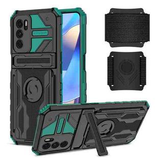 For OPPO A16 Armor Wristband Phone Case(Dark Green)