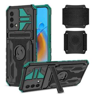 For OPPO A74 Armor Wristband Phone Case(Dark Green)