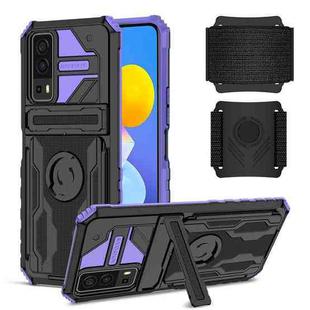 For vivo Y72 5G / Y53s Armor Wristband Phone Case(Purple)