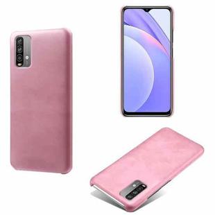 For Xiaomi Redmi Note 9 4G Calf Texture PC + PU Phone Case(Pink)