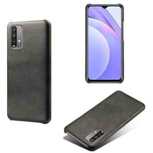 For Xiaomi Redmi Note 9 4G Calf Texture PC + PU Phone Case(Black)