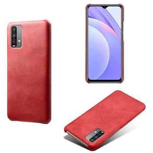 For Xiaomi Redmi Note 9 4G Calf Texture PC + PU Phone Case(Red)
