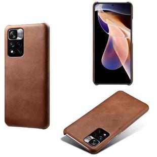 For Xiaomi Redmi Note 11 Pro+ Calf Texture PC + PU Phone Case(Brown)