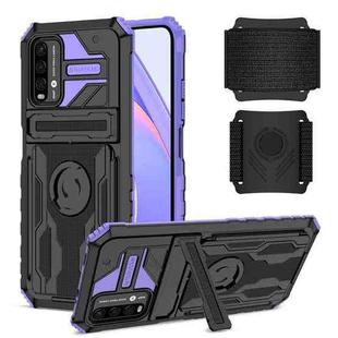 For Xiaomi Poco M3 / Redmi Note 9 4G Armor Wristband Phone Case(Purple)