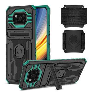 For Xiaomi Poco X3 Armor Wristband Phone Case(Dark Green)
