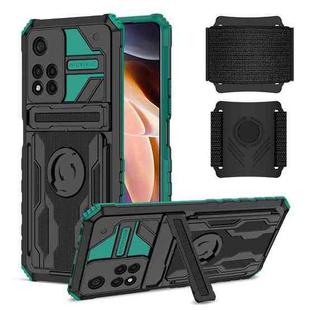 For Xiaomi Redmi Note 11 Pro Armor Wristband Phone Case(Dark Green)