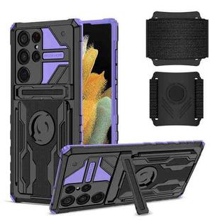 For Samsung Galaxy S22 Ultra 5G Armor Wristband Phone Case(Purple)