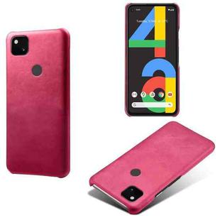 For Google Pixel 4a Calf Texture PC + PU Phone Case(Rose Red)