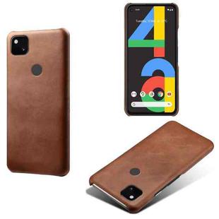 For Google Pixel 4a Calf Texture PC + PU Phone Case(Brown)