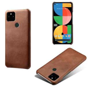 For Google Pixel 5a 5G Calf Texture PC + PU Phone Case(Brown)