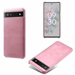 For Google Pixel 6a Calf Texture PC + PU Phone Case(Pink)