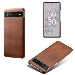 For Google Pixel 6a Calf Texture PC + PU Phone Case(Brown)