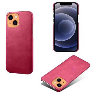 For iPhone 13 Calf Texture PC + PU Phone Case(Rose Red)