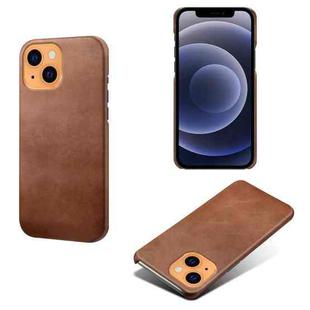 For iPhone 13 Calf Texture PC + PU Phone Case(Brown)