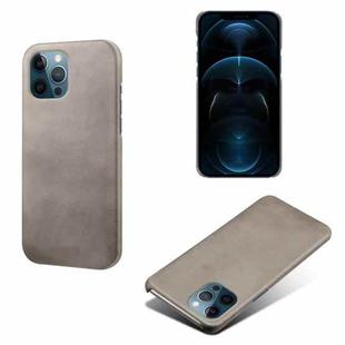 For iPhone 12 Pro Max Calf Texture PC + PU Phone Case(Grey)