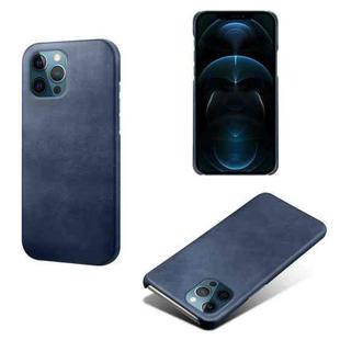 For iPhone 12 Pro Max Calf Texture PC + PU Phone Case(Blue)
