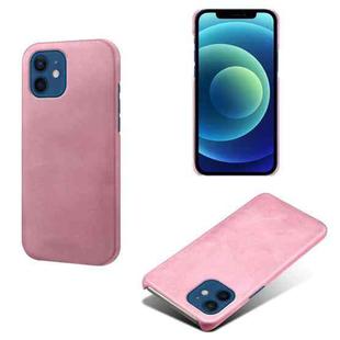 For iPhone 12 / 12 Pro Calf Texture PC + PU Phone Case(Pink)