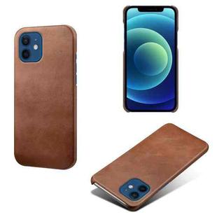 For iPhone 12 / 12 Pro Calf Texture PC + PU Phone Case(Brown)