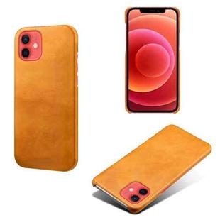 For iPhone 12 mini Calf Texture PC + PU Phone Case (Orange)