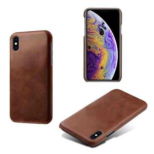 For iPhone XS Max Calf Texture PC + PU Phone Case(Brown)