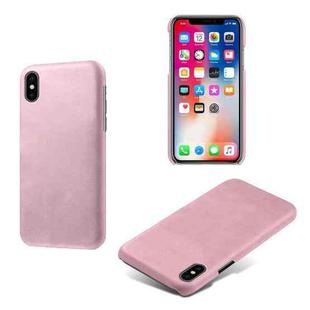 For iPhone X / XS Calf Texture PC + PU Phone Case(Pink)