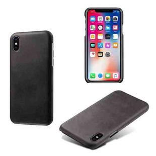 For iPhone X / XS Calf Texture PC + PU Phone Case(Black)