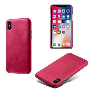 For iPhone X / XS Calf Texture PC + PU Phone Case(Rose Red)