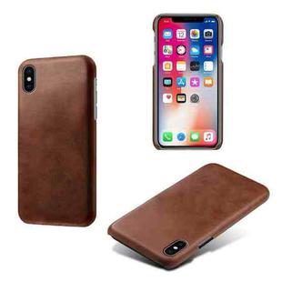 For iPhone X / XS Calf Texture PC + PU Phone Case(Brown)