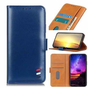 For Google Pixel 6a 3-Color Pearl Texture Magnetic Buckle Leather Phone Case(Blue)