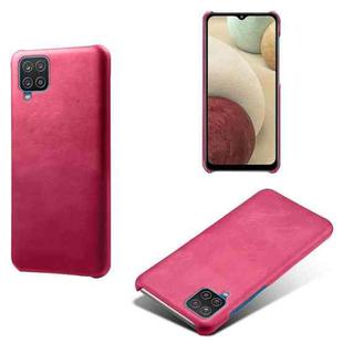 Calf Texture  PC + PU Phone Case For Samsung Galaxy A12(Rose Red)