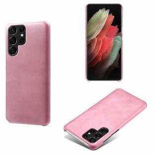 Calf Texture  PC + PU Phone Case For Samsung Galaxy S22 Ultra 5G(Pink)