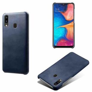 Calf Texture  PC + PU Phone Case For Samsung Galaxy A20(Blue)