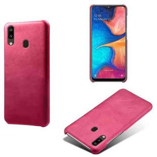 Calf Texture  PC + PU Phone Case For Samsung Galaxy A20(Rose Red)
