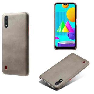 For Samsung Galaxy M01 Calf Texture  PC + PU Phone Case(Grey)