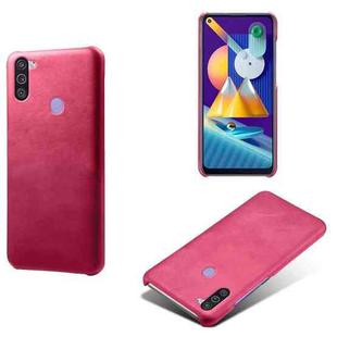 For Samsung Galaxy M11 Calf Texture  PC + PU Phone Case(Rose Red)