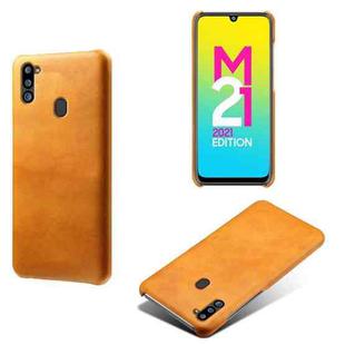 For Samsung Galaxy M21 2021 Calf Texture  PC + PU Phone Case(Orange)