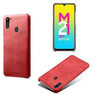 For Samsung Galaxy M21 2021 Calf Texture  PC + PU Phone Case(Red)