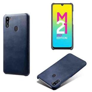 For Samsung Galaxy M21 2021 Calf Texture  PC + PU Phone Case(Blue)