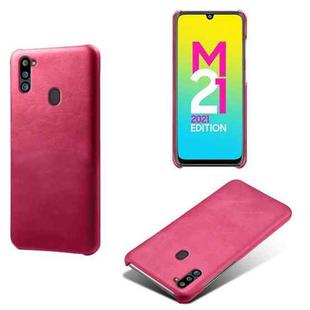 For Samsung Galaxy M21 2021 Calf Texture  PC + PU Phone Case(Rose Red)