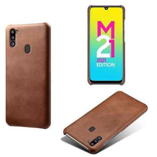 For Samsung Galaxy M21 2021 Calf Texture  PC + PU Phone Case(Brown)
