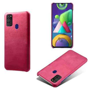 For Samsung Galaxy M21 Calf Texture  PC + PU Phone Case(Rose Red)