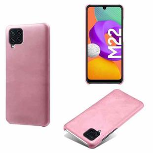 For Samsung Galaxy M22 Calf Texture  PC + PU Phone Case(Pink)
