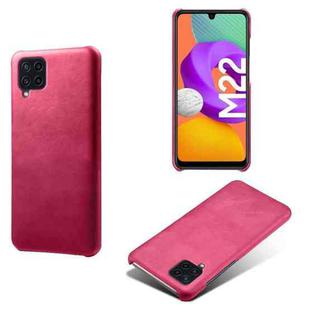 For Samsung Galaxy M22 Calf Texture  PC + PU Phone Case(Rose Red)